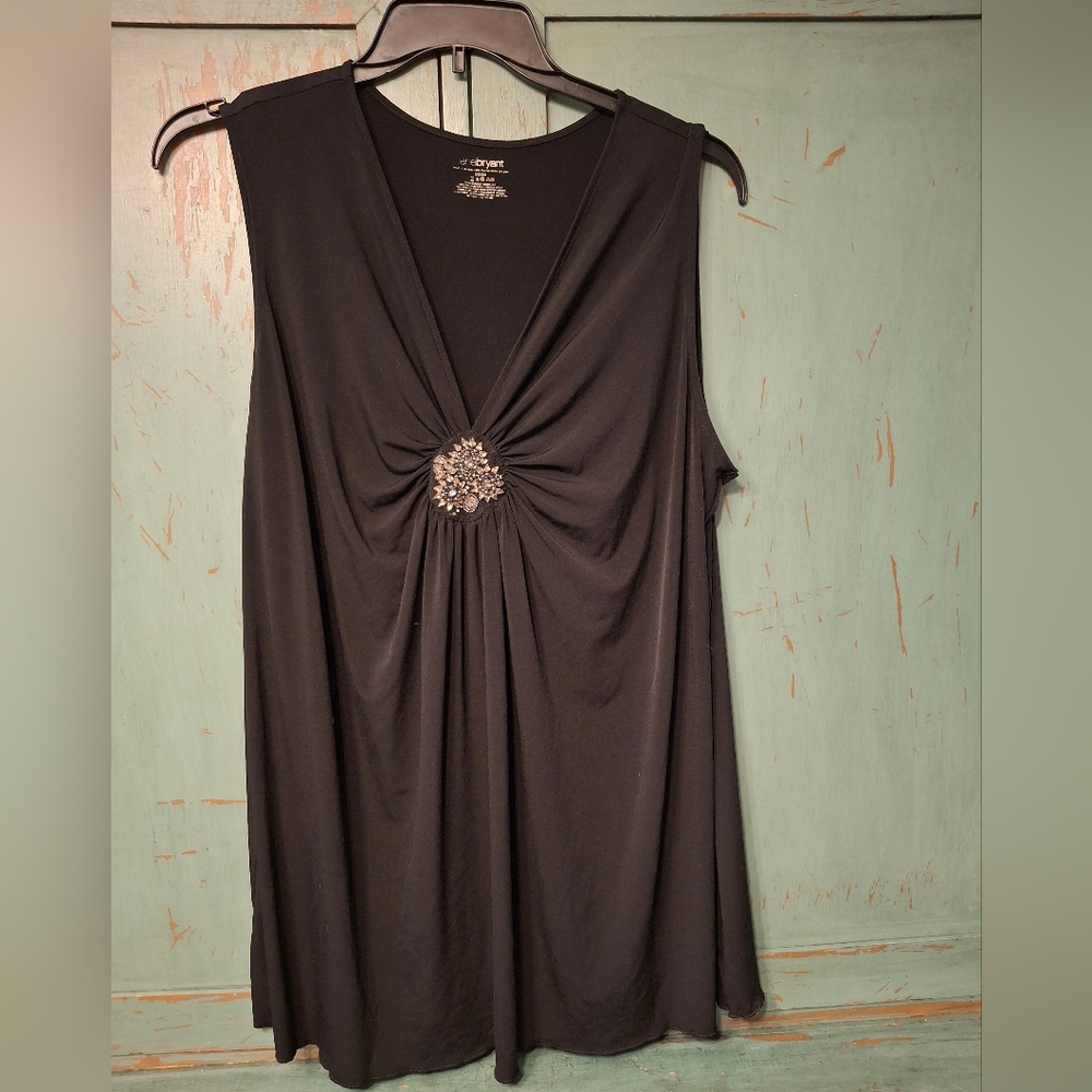 Lane Bryant 22/24 Elegant Black Sleeveless Top with Embellishment